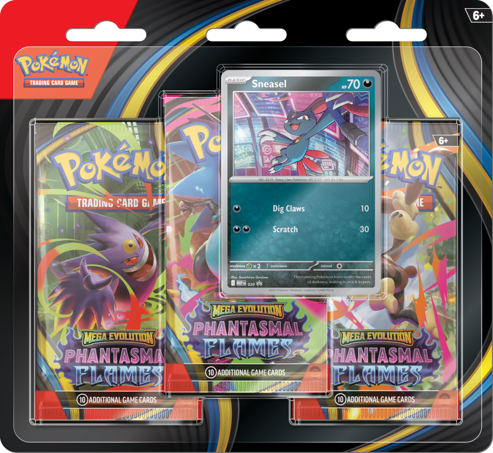 Pokémon TCG: Phantasmal Flames - Blister Pack - Three Boosters - Sneasel Promo Card