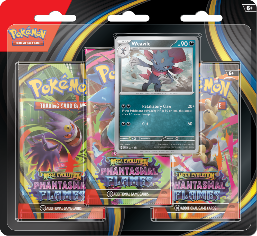 Pokémon TCG: Phantasmal Flames - Blister Pack - Three Boosters - Weavile Promo Card