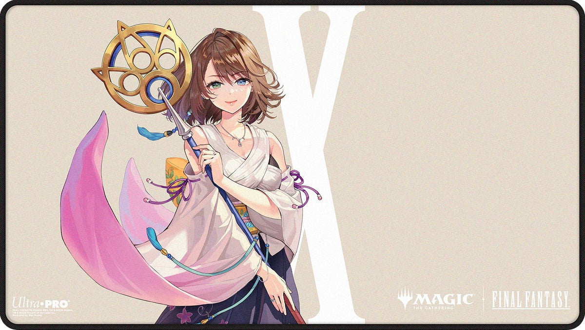 UP Playmat MTG Final Fantasy Yuna, Grand Summoner Black Stitched