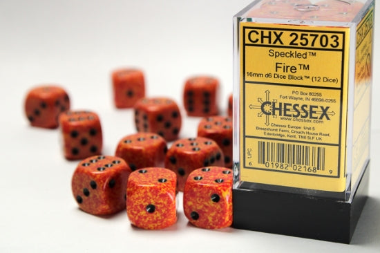 Speckled Fire 16mm d6 Dice Block (12 dice)