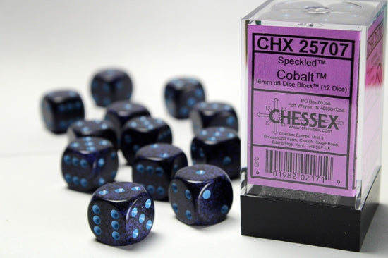 Speckled Cobalt 16mm d6 Dice Block (12 dice)