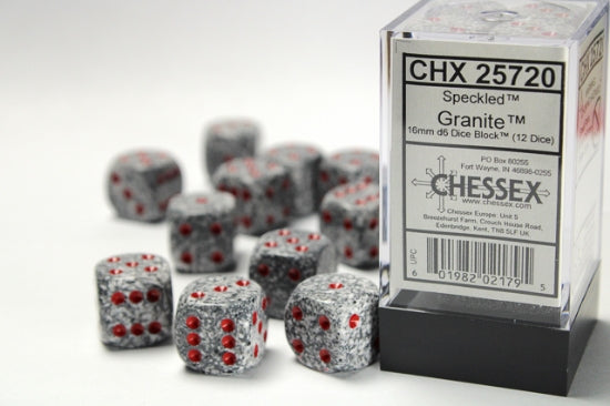 Speckled Granite 16mm d6 Dice Block (12 dice)