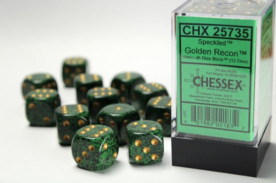 Speckled Golden Recon 16mm d6 Dice Block (12 dice)