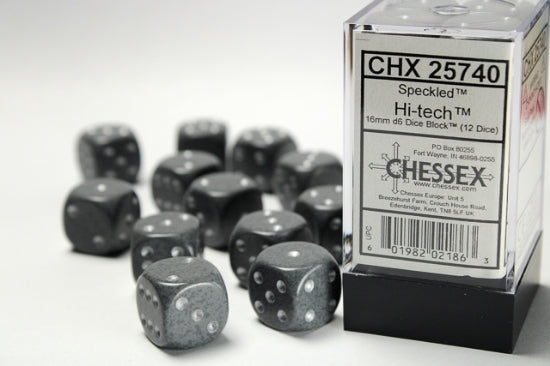 Speckled Hi-Tech 16mm d6 Dice Block (12 dice)