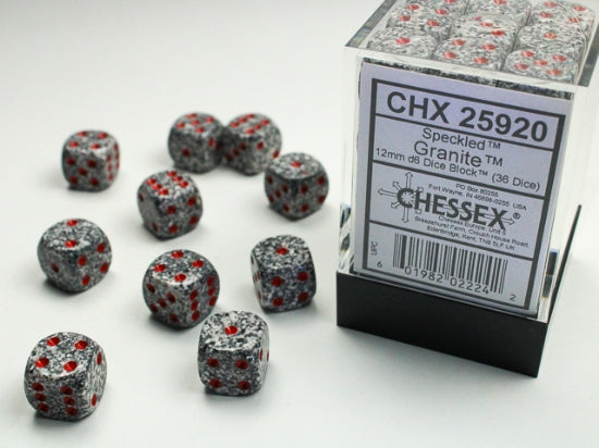Speckled Granite 12mm d6 Dice Block (36 dice)