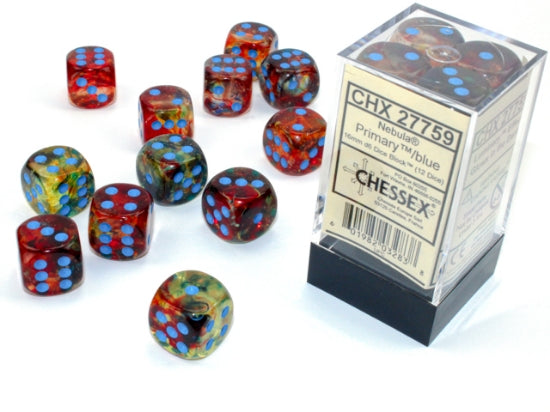 Nebula Primary/blue Luminary 16mm d6 Dice Block (12 dice)