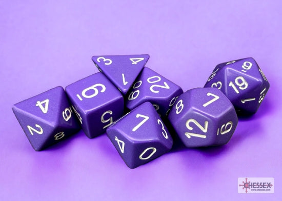 Opaque Purple/white Polyhedral 7-Dice Set