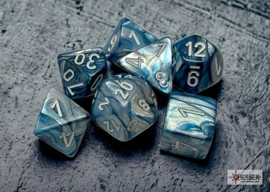 Lustrous Slate/white Polyhedral 7-Dice Set