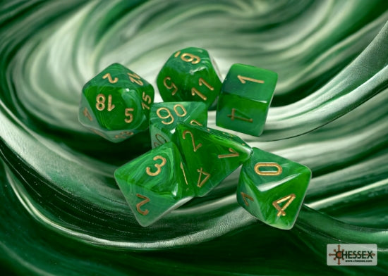 Vortex Green/gold Polyhedral 7-Dice Set