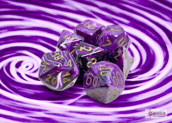 Vortex Purple/gold Polyhedral 7-Dice Set