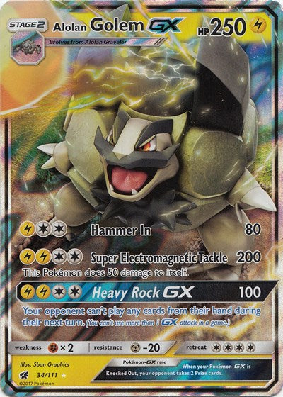 Alolan Golem GX - 34/111 (Ultra Rare) [CIN-34-UR]