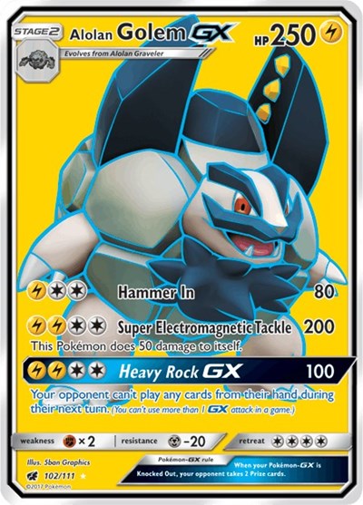 Alolan Golem GX - 102/111 (Ultra Rare) [CIN-102-UR]