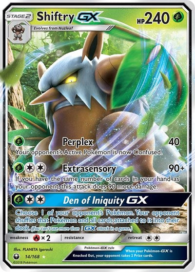 Shiftry GX - 14/168 (Ultra Rare) [CES-14-UR]