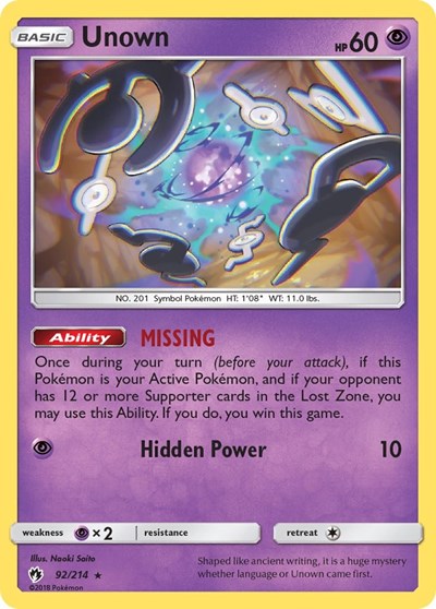 Unown - 92/214 (Rare) [LOT-92-R]