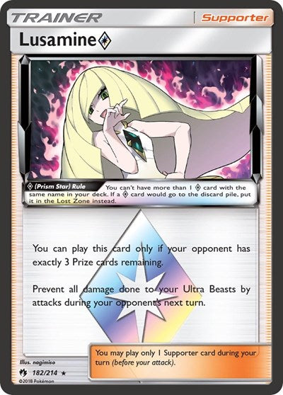 Lusamine Prism Star - 182/214 (Prism Rare) [LOT-182-PR]