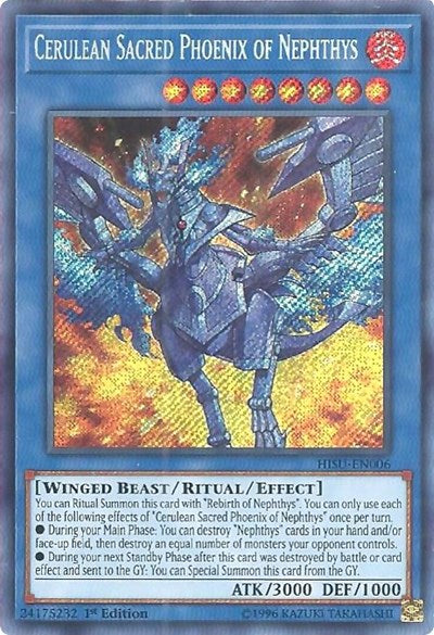 Cerulean Sacred Phoenix of Nephthys (Secret Rare) [HISU-EN006-SeR]