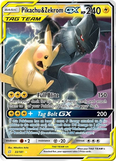 Pikachu & Zekrom GX - 33/181 (Ultra Rare) [TEU-33-UR]