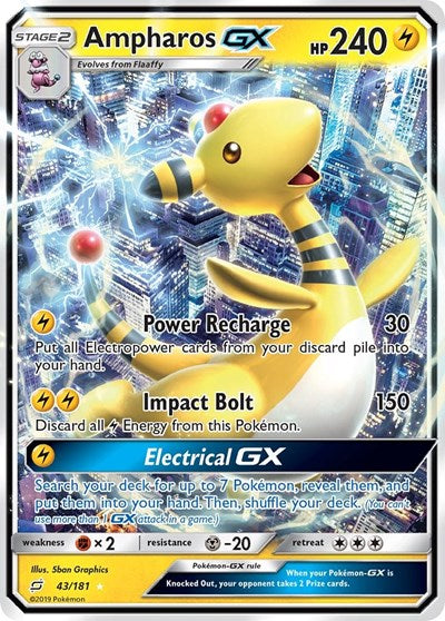 Ampharos GX - 43/181 (Ultra Rare) [TEU-43-UR]