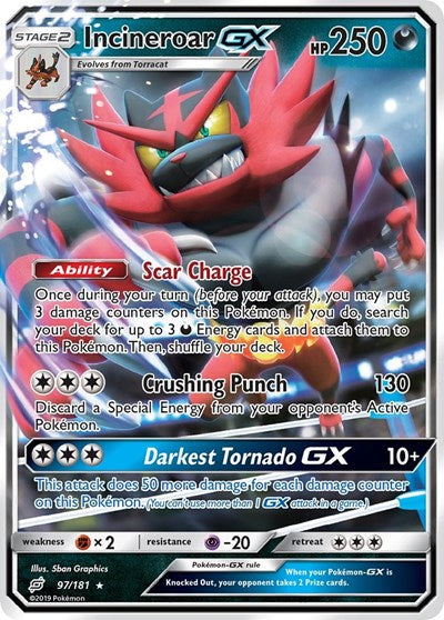 Incineroar GX - 97/181 (Ultra Rare) [TEU-97-UR]