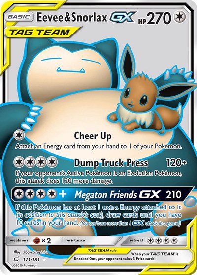 Eevee & Snorlax GX - 171/181 (Ultra Rare) [TEU-171-UR]