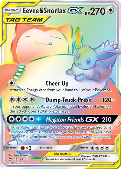 Eevee & Snorlax GX - 191/181 (Secret Rare) [TEU-191-SR]