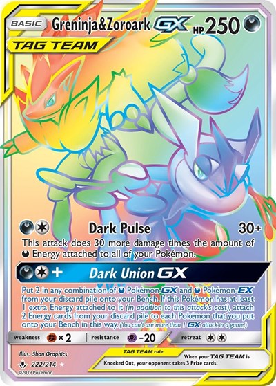 Greninja & Zoroark GX - 222/214 (Secret Rare) [UNB-222-SR]