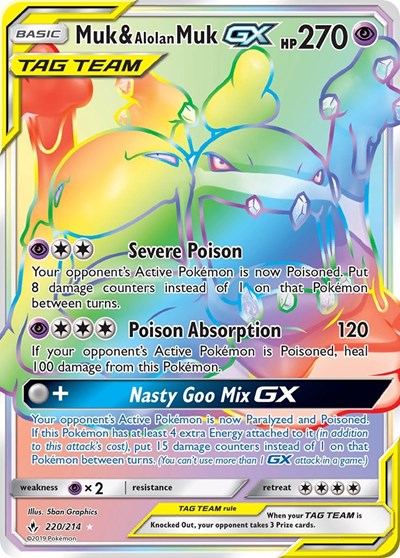 Muk & Alolan Muk GX - 220/214 (Secret Rare) [UNB-220-SR]