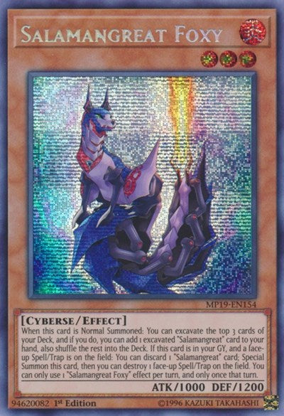 Salamangreat Foxy (Prismatic Secret Rare) [MP19-EN154-PrSR]