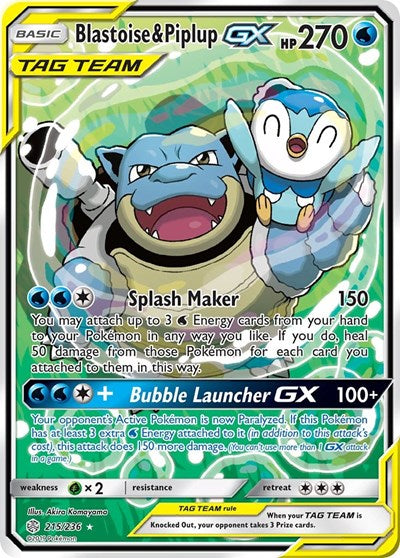 Blastoise & Piplup GX - 215/236 (Ultra Rare) [CEC-215-UR]