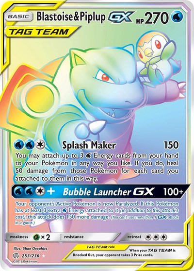 Blastoise & Piplup GX - 253/236 (Secret Rare) [CEC-253-SR]