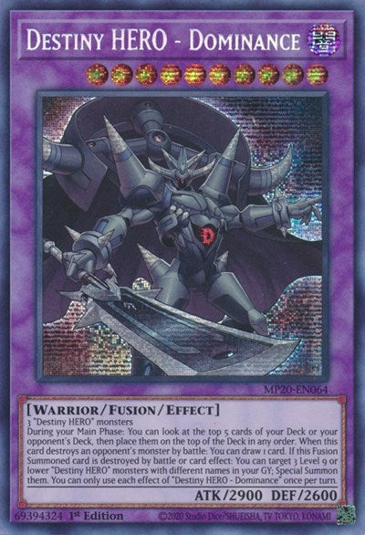 Destiny HERO - Dominance (Prismatic Secret Rare) [MP20-EN064-PrSR]