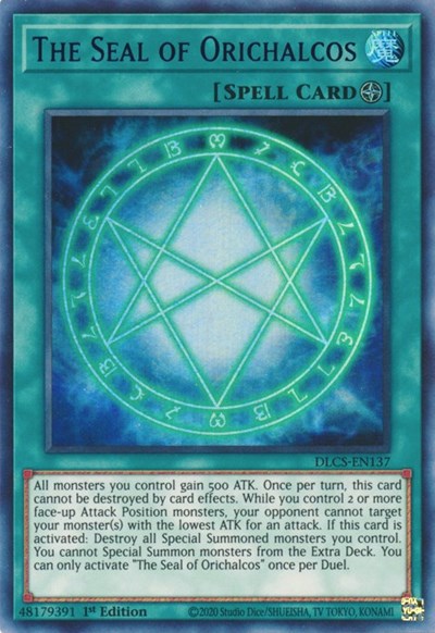 The Seal of Orichalcos (Ultra Rare) (Blue) [DLCS-EN137-UR-B]