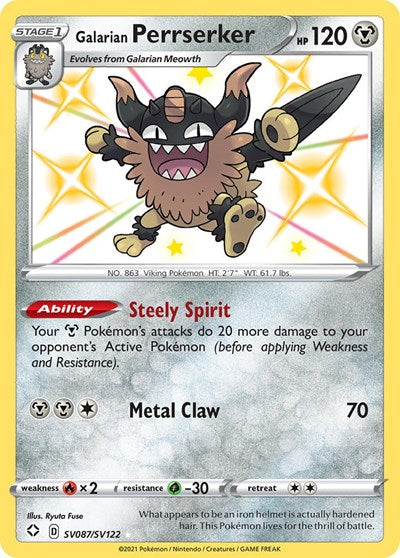 Galarian Perrserker - SV087/SV122 (Shiny Holo Rare) [SHF-SV087-SHHR]