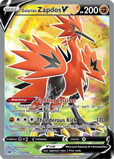 Galarian Zapdos V - 173/198 (Ultra Rare) [CRE-173-UR]