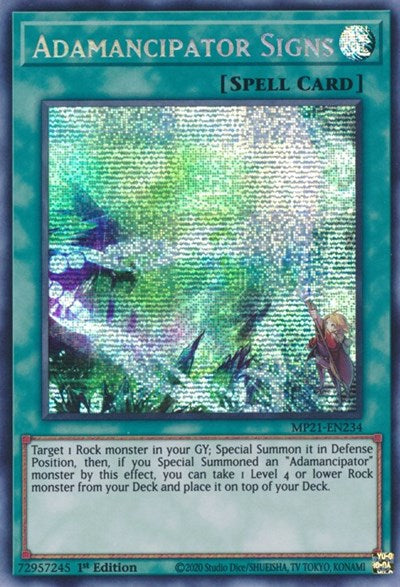 Adamancipator Signs (Prismatic Secret Rare) [MP21-EN234-PrSR]