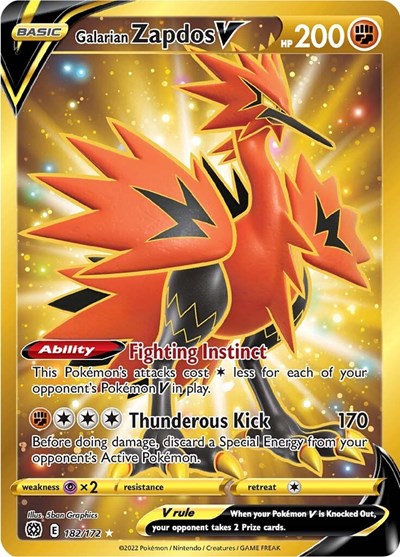 Galarian Zapdos V - 182/172 (Secret Rare) [BRS-182-SR]