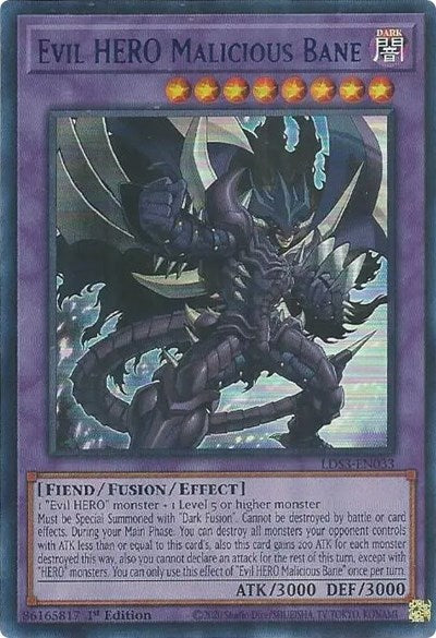Evil HERO Malicious Bane (Ultra Rare) (Blue) [LDS3-EN033-UR-B]