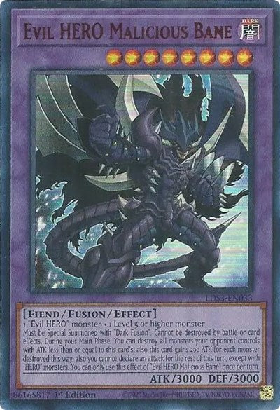 Evil HERO Malicious Bane (Ultra Rare) (Red) [LDS3-EN033-UR-R]