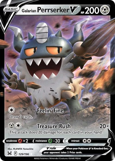 Galarian Perrserker V - 129/196 (Ultra Rare) [LOR-129-UR]