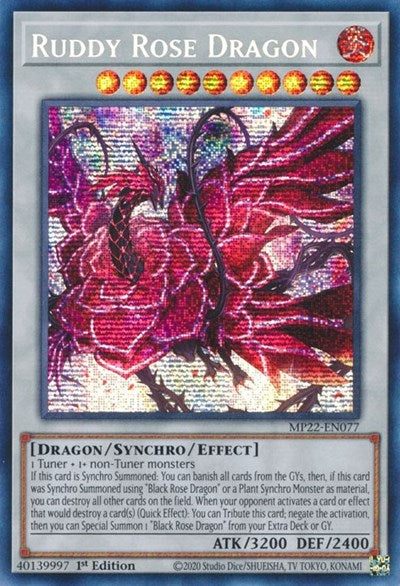 Ruddy Rose Dragon (Prismatic Secret Rare) [MP22-EN077-PrSR]