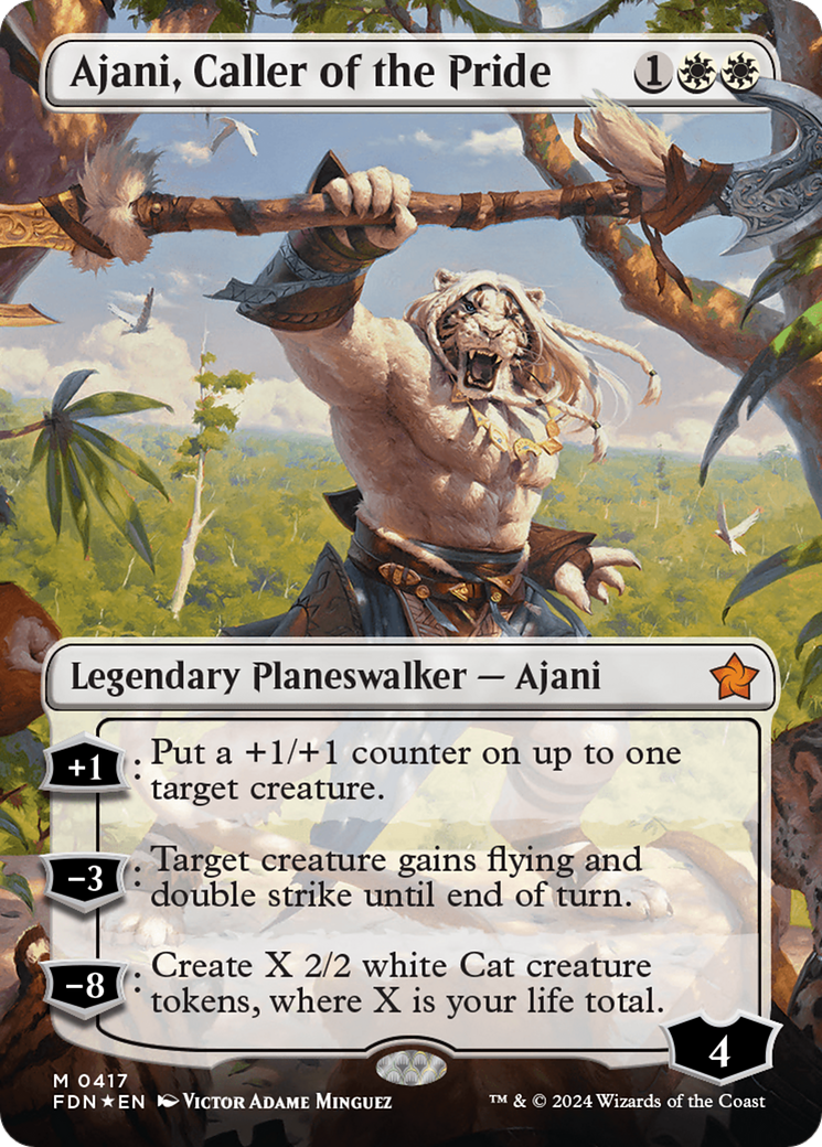 Ajani, Caller of the Pride - Borderless - Mana Foil [FDN-417]