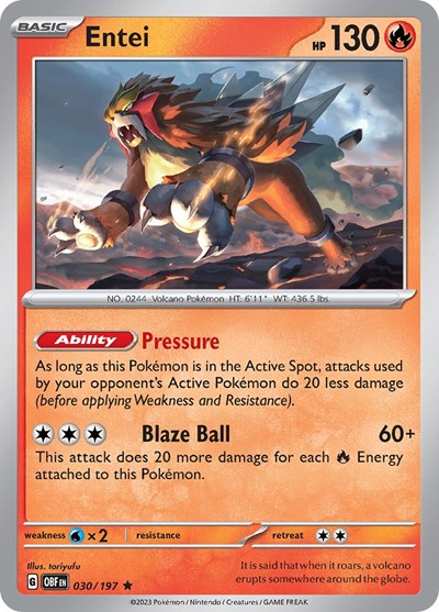 Entei - 030/197 (Rare) [OBF-030-R]