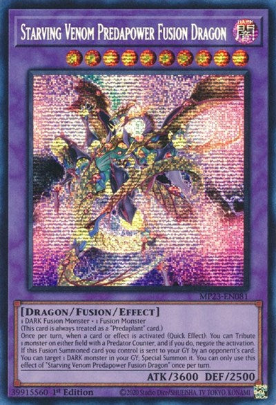 Starving Venom Predapower Fusion Dragon (Prismatic Secret Rare) [MP23-EN081-PrSR]