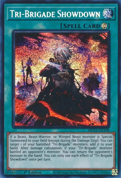 Tri-Brigade Showdown (Prismatic Secret Rare) [MP23-EN198-PrSR]
