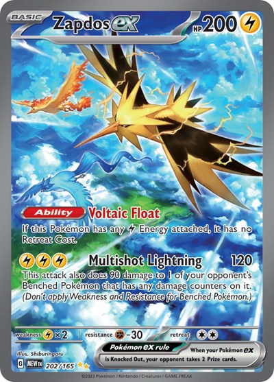 Zapdos ex - 202/165 (Special Illustration Rare) [MEW-202-SIR]