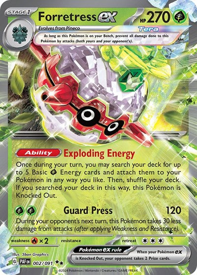 Forretress ex - 002/091 (Double Rare) [PAF-002-DR]
