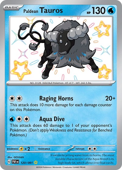 Paldean Tauros - 120/091 (Shiny Rare) [PAF-120-SHR]