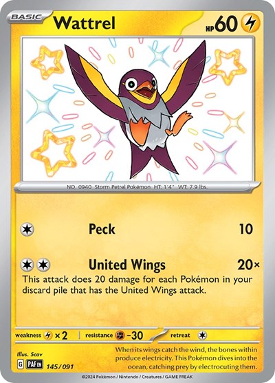 Wattrel - 145/091 (Shiny Rare) [PAF-145-SHR]