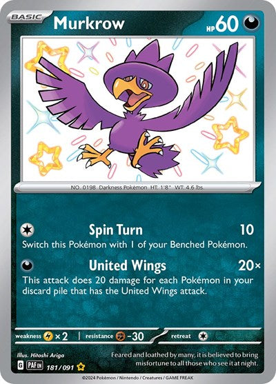 Murkrow - 181/091 (Shiny Rare) [PAF-181-SHR]