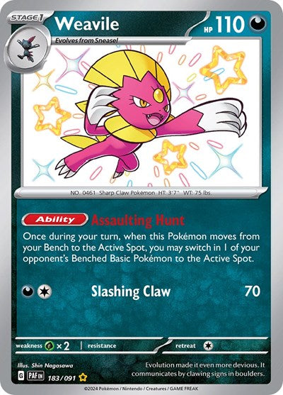 Weavile - 183/091 (Shiny Rare) [PAF-183-SHR]